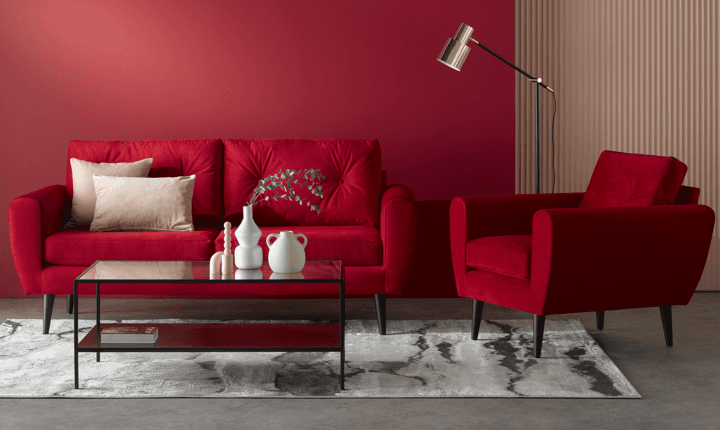 cor do ano 2023 pantone viva magenta sofá moodboard big furniture group