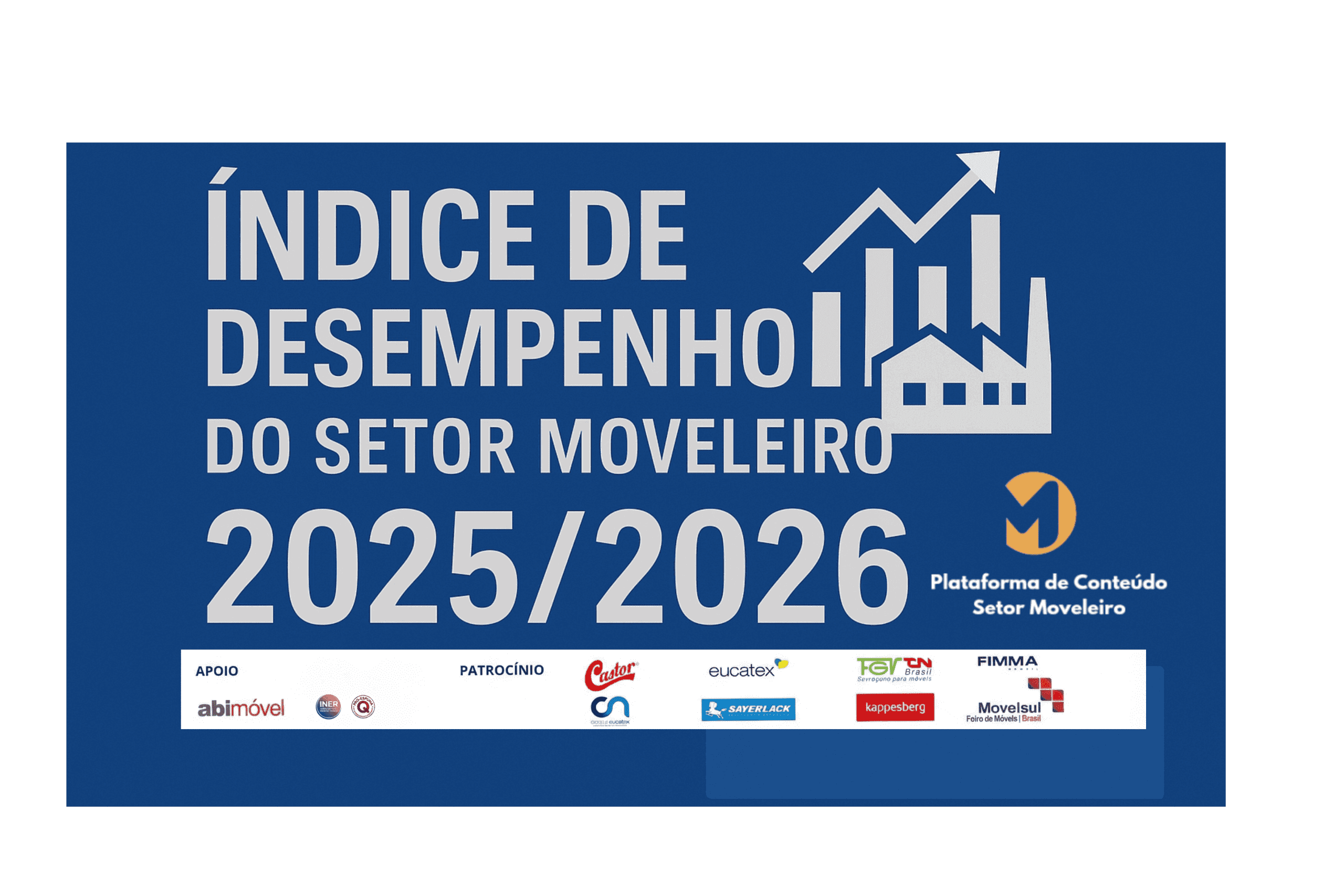Índice de Desempenho do Setor Moveleiro 2025/2026 com gráficos representando a visão dos decisores B2B