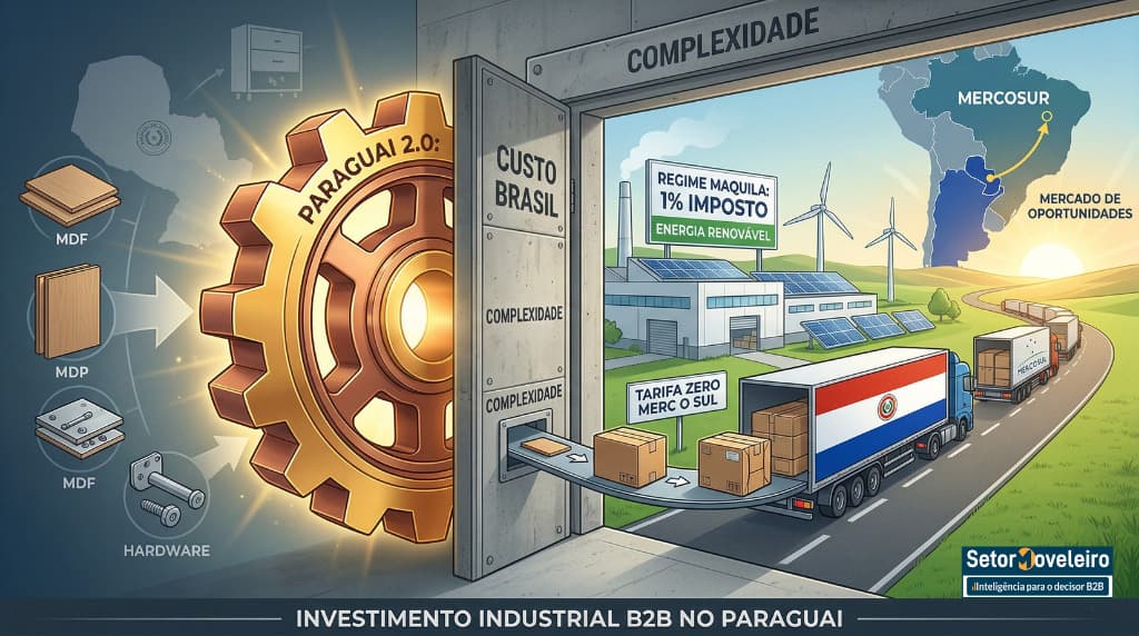 Investimento industrial no Paraguai com maquila 1%, comparativo custo Brasil e acesso ao Mercosul para indústria moveleira