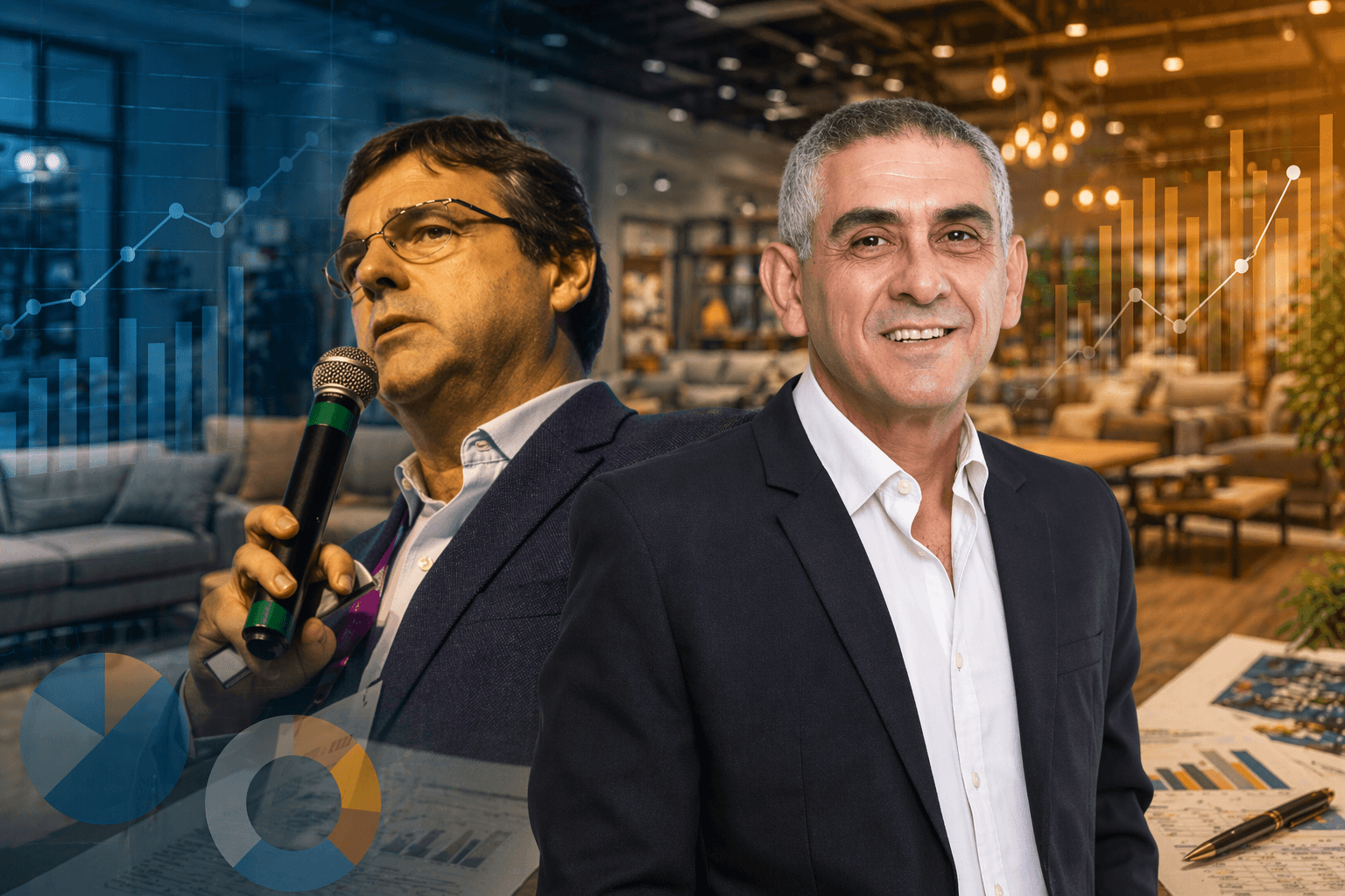 Carlos Bessa e Marcelo Prado em arte sobre inteligência de mercado e Melhores Marcas no varejo de móveis e colchões