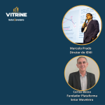 Arte sobre a parceria entre IEMI e Plataforma Setor Moveleiro, com Marcelo Prado e Carlos Bessa, marcando os 6 anos da plataforma