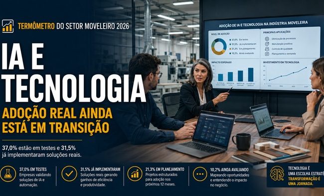 IA e tecnologia na indústria moveleira: adoção real ainda avança mais devagar que o discurso