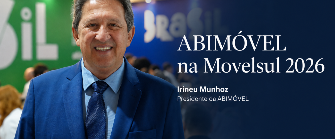 Irineu Munhoz, presidente da ABIMÓVEL na Movelsul 2026, durante entrevista à Plataforma Setor Moveleiro